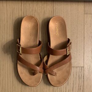 Vionic brown Carmela Strap Slide Sandal | US 8
